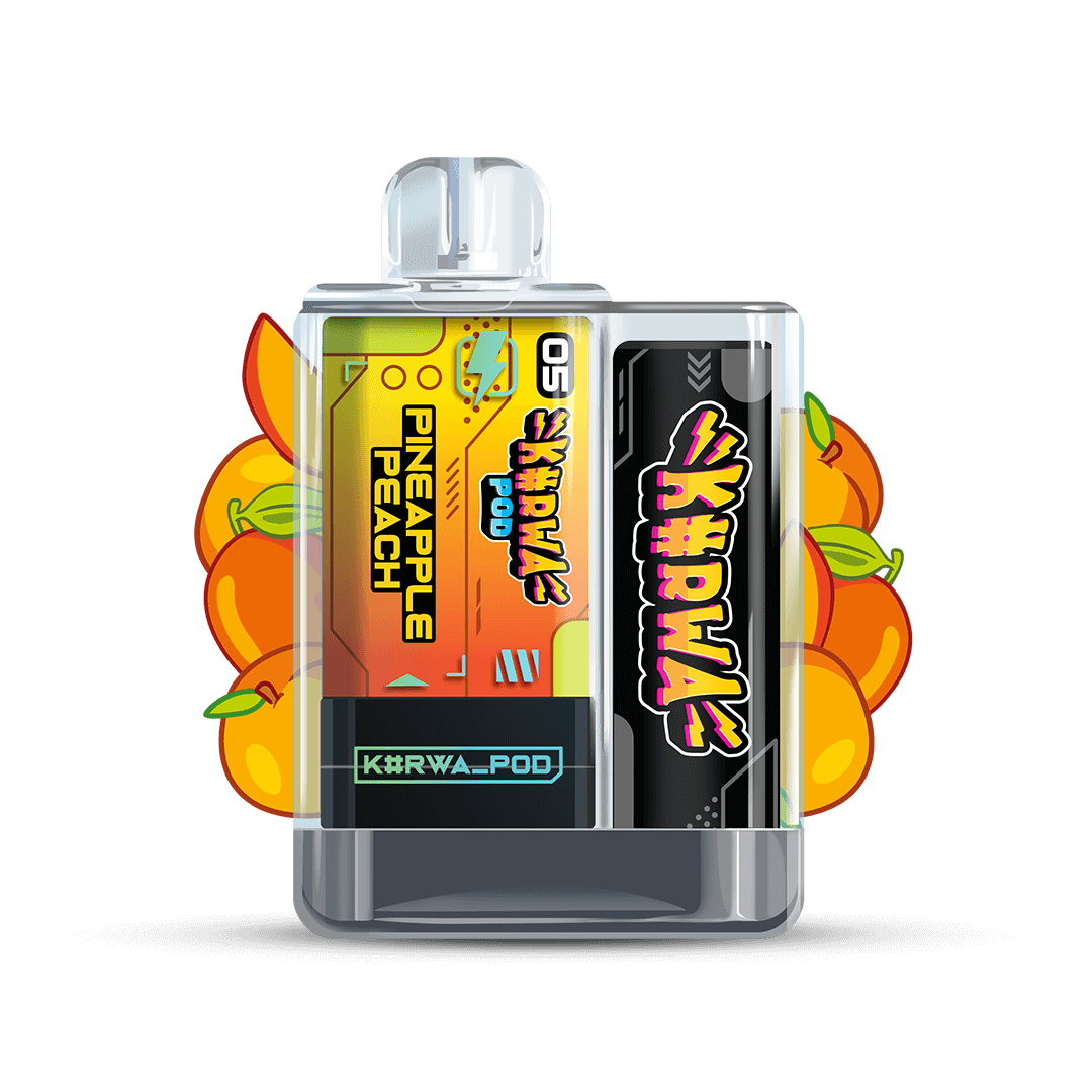 POD e-cigareta KURWA pineapple peach, s příchutí ananas a broskev, 700 puffs