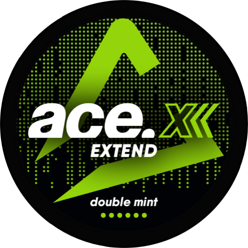 Nikotinové sáčky ACE X EXTEND Double Mint s intenzivní kombinací dvou druhů máty a chladivým mentolovým efektem, 10 mg nikotinu na sáček, diskrétní slim formát pro dlouhotrvající osvěžení