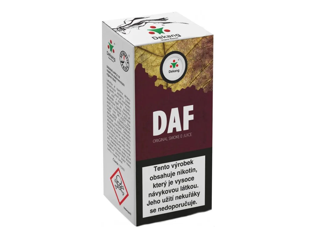 Dekang DAF 10 ml tabákový e-liquid s klasickým nikotinem, poměr 30 VG / 70 PG, varianty 3 až 18 mg/ml
