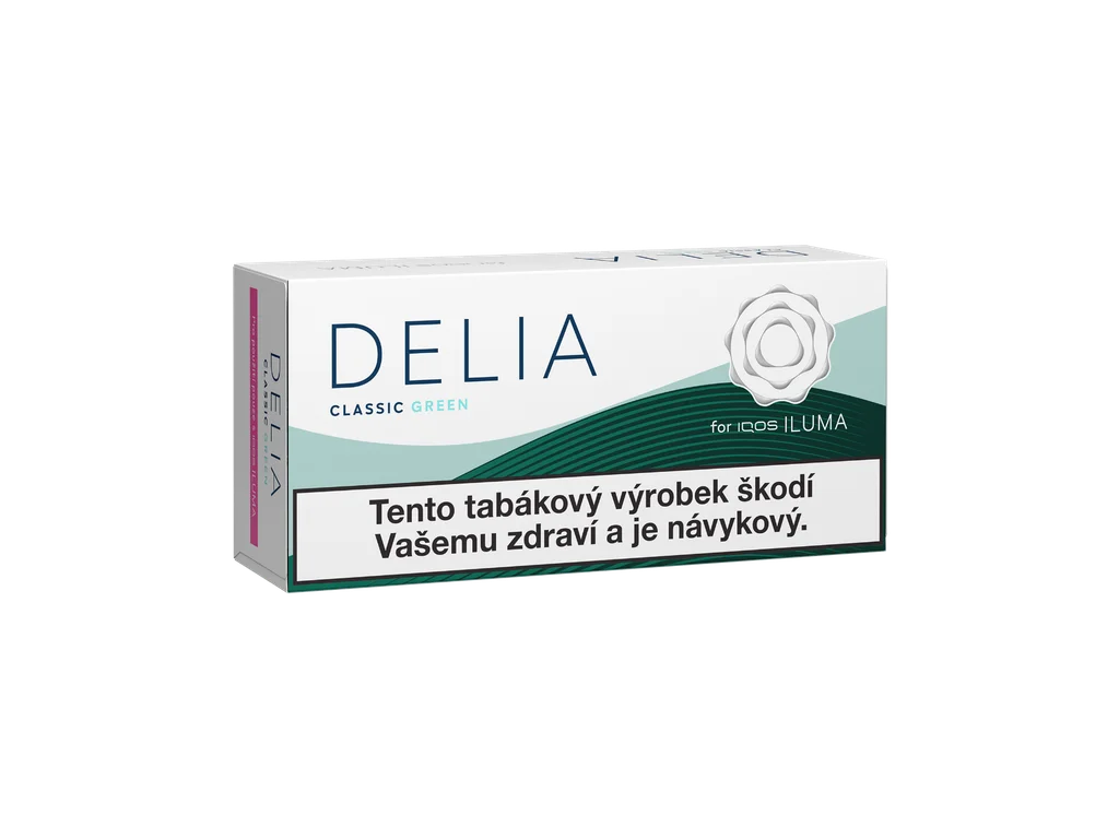 DELIA Classic Green karton – tabákové náplně pro IQOS ILUMA s chladivými mentolovými tóny