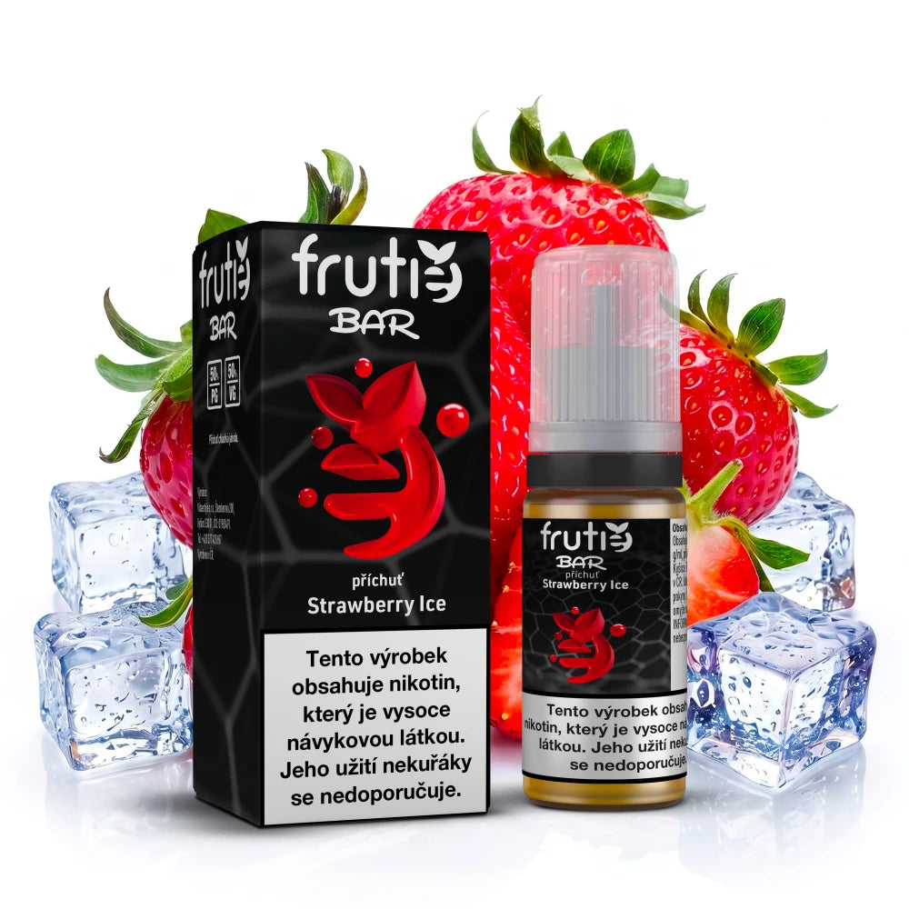 Frutie Bar Salt Strawberry Ice – chladivý jahodový e-liquid v 10ml lahvičce s nikotinovou solí 10 mg/ml