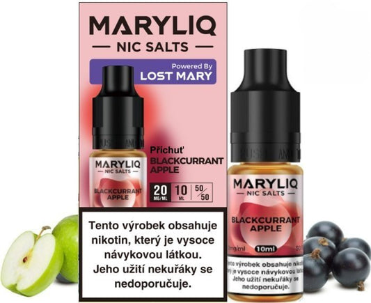 Krabička a lahvička e-liquidu Maryliq Blackcurrant Apple 20mg by Elf Bar