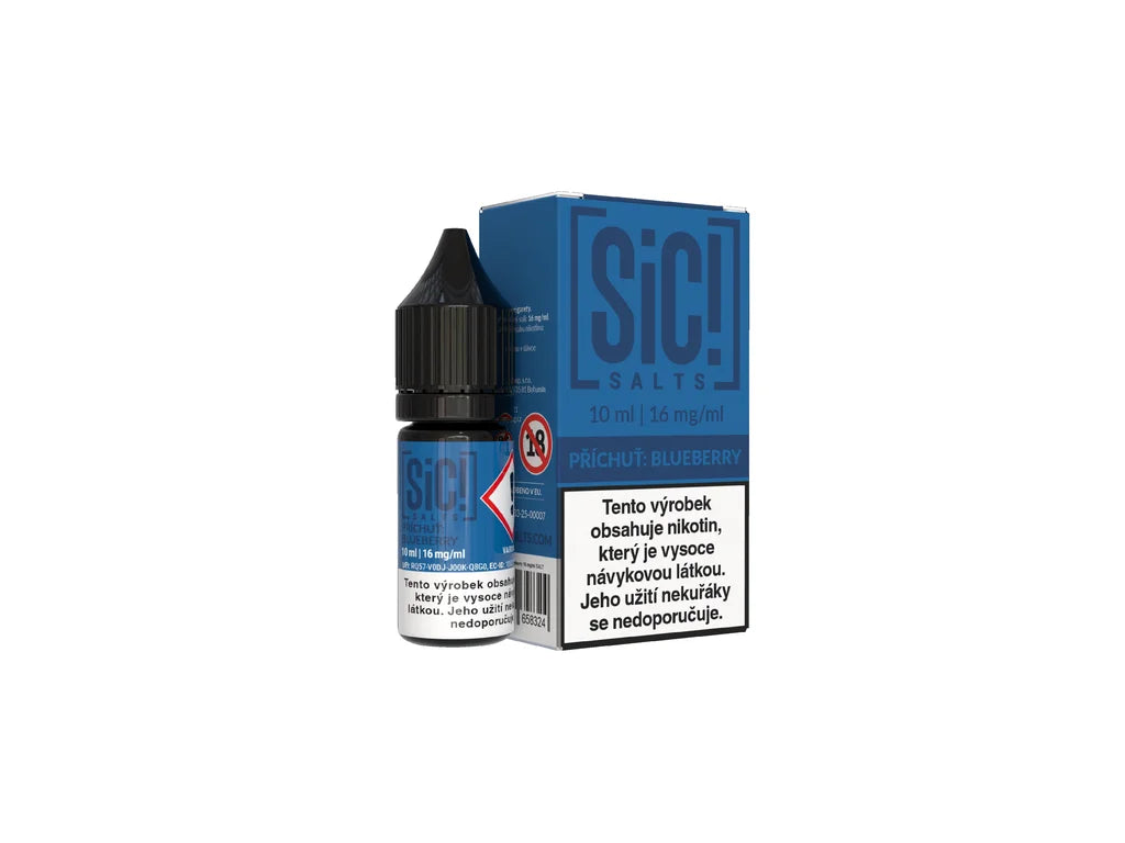 E-liquid Sic! Salts Blueberry 10 ml 16 mg s příchutí zralých lesních borůvek pro MTL elektronické cigarety a POD systémy.