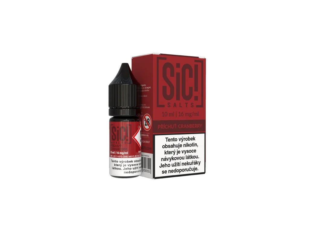 E-liquid Sic! Salts Cranberry 10ml 16mg s příchutí brusinky a nikotinovou solí pro MTL e-cigarety