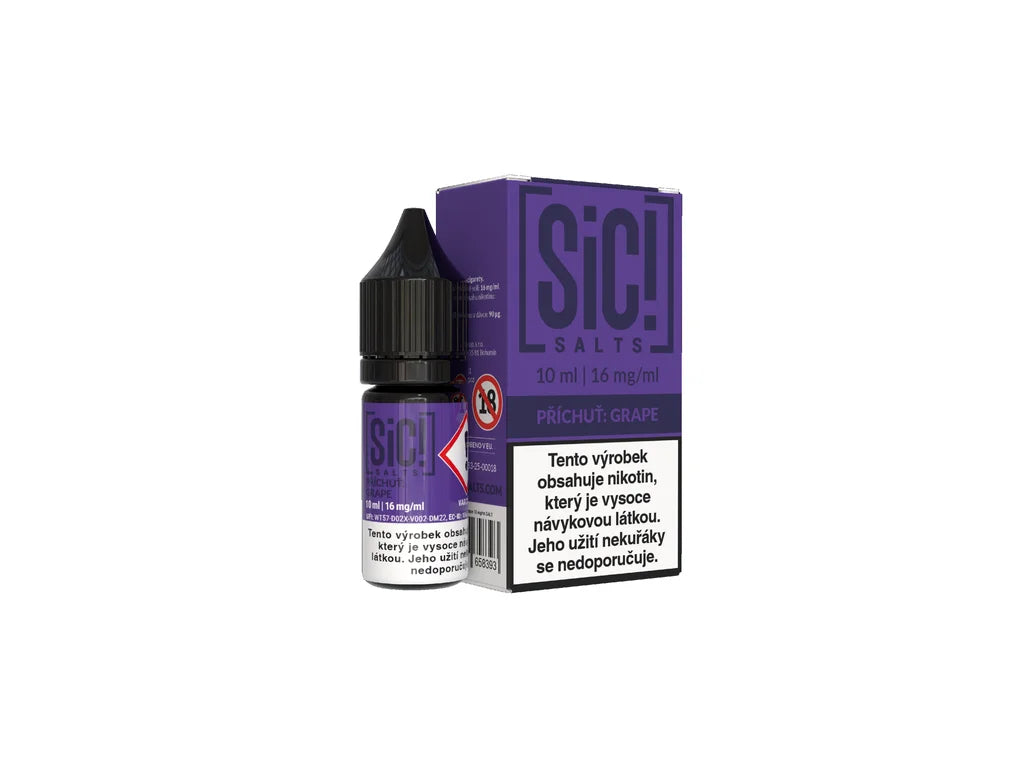 E-liquid Sic! Salts Grape 10ml 16mg s příchutí tmavých hroznů a nikotinovou solí pro MTL e-cigarety