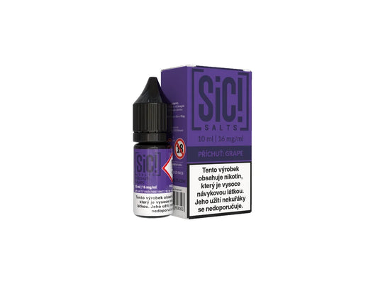E-liquid Sic! Salts Grape 10ml 16mg s příchutí tmavých hroznů a nikotinovou solí pro MTL e-cigarety