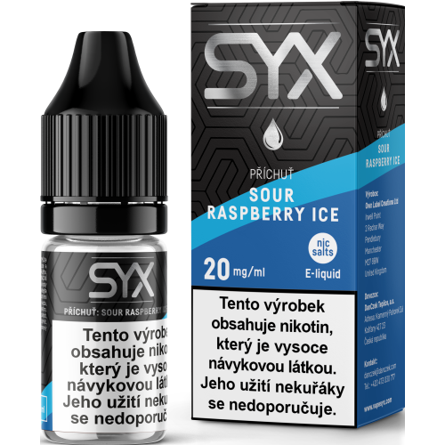 E-liquid SYX Sour Raspberry Ice 10ml s nikotinovou solí 20 mg, příchuť kyselá malina a led