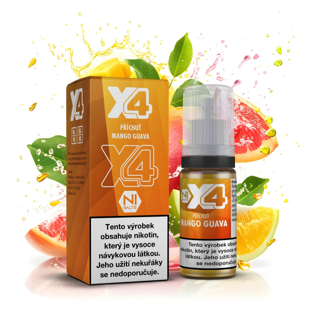 X4 Bar Juice Mango Guava – tropický e-liquid s mangem a guavou, 10 ml, nikotinová sůl 20 mg/ml