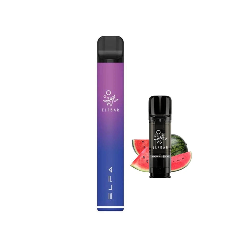 Elf Bar ELFA Starter Kit Watermelon – elektronická cigareta na vaping s 500mAh baterií a 2ml podem, osvěžující chuť vodního melounu, ELFA systém