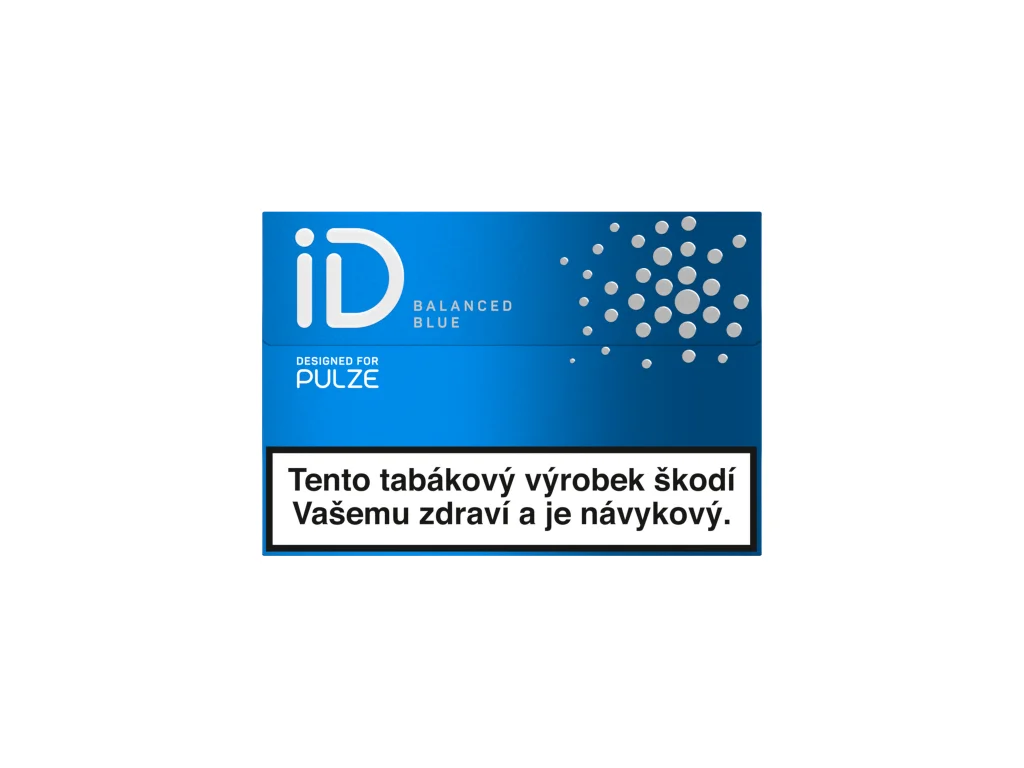 Krabička iD Blue Tobacco se 20 zahřívanými tabákovými náplněmi a vyváženou intenzitou chuti pro zařízení Pulze