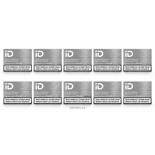 Karton iD Silver Tobacco – 10 krabiček, celkem 200 zahřívaných tabákových náplní s jemnou chutí a technologií Smooth Filter pro Pulze