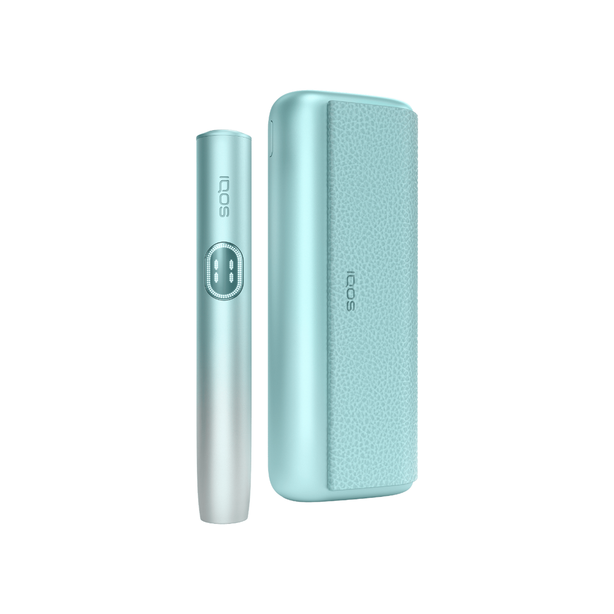 IQOS ILUMA i PRIME Breeze Blue – světle modrý nahřívač s dotykovým ovládáním a nabíječkou