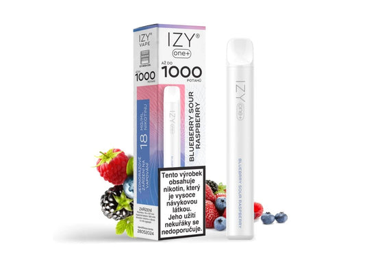 IZY ONE+ 1000 Blueberry Sour Raspberry 18mg jednorázová e-cigareta s borůvkami a kyselými malinami