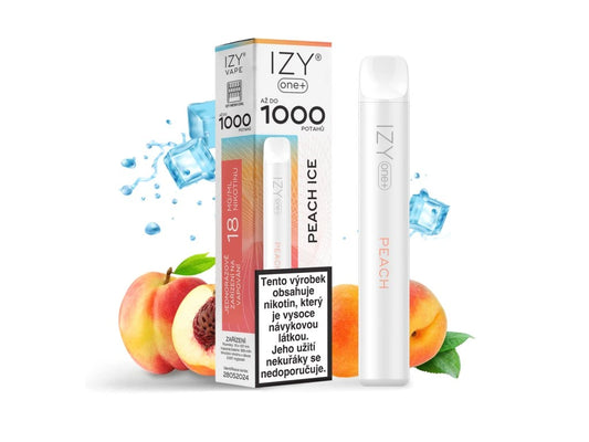 IZY ONE+ 1000 Peach Ice 18mg jednorázová e-cigareta s broskví a chladivým ledem