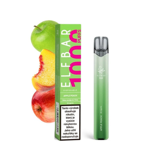 ELF BAR 1000 Apple Peach 1000 potahů jednorázová e-cigareta 20mg nikotinu jablko broskev