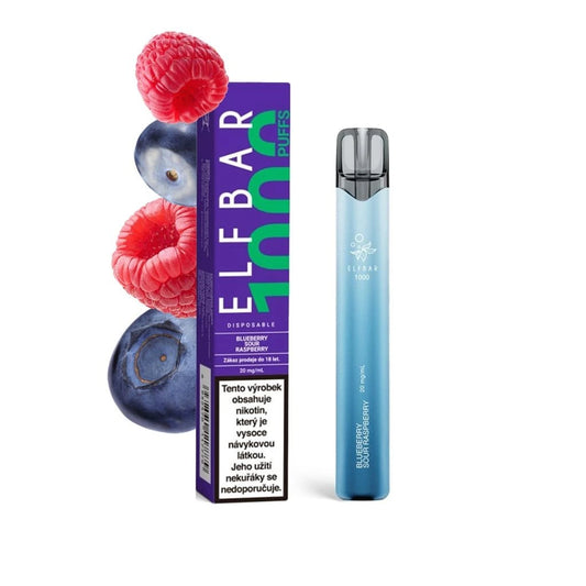 ELF BAR 1000 Blueberry Sour Raspberry 1000 potahů jednorázová elektronická cigareta 20mg nikotinu Borůvka Kyselá malina Lesní ovoce mix