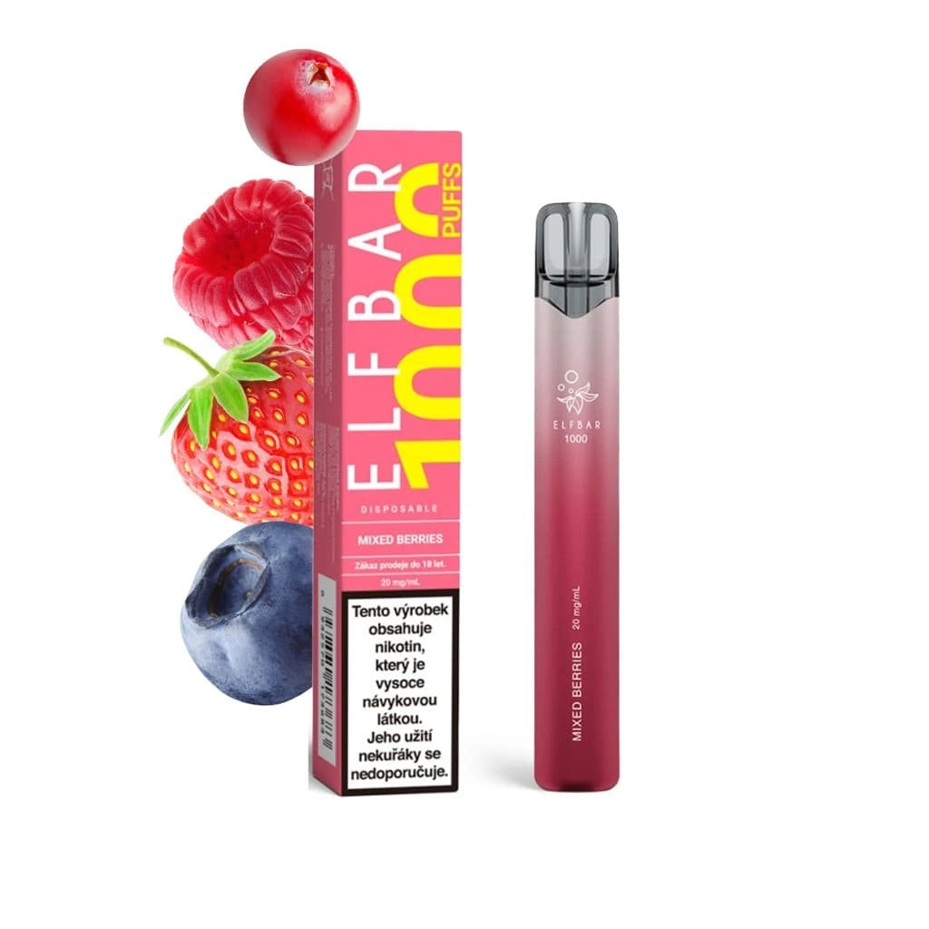 ELF BAR 1000 Mixed Berries jednorázová e-cigareta 1000 potahů 20m nikotinu Malina Borůvka Jahoda
Lesní ovoce mix