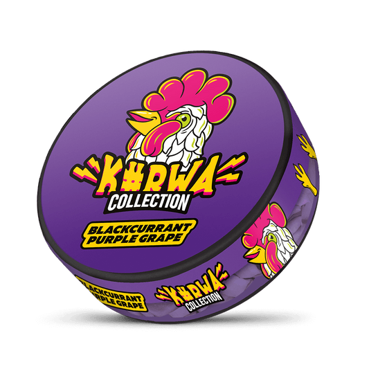 Nikotinové sáčky Kurwa Collection Blackcurrant Purple Grape – kombinace černého rybízu a hroznů, slim formát