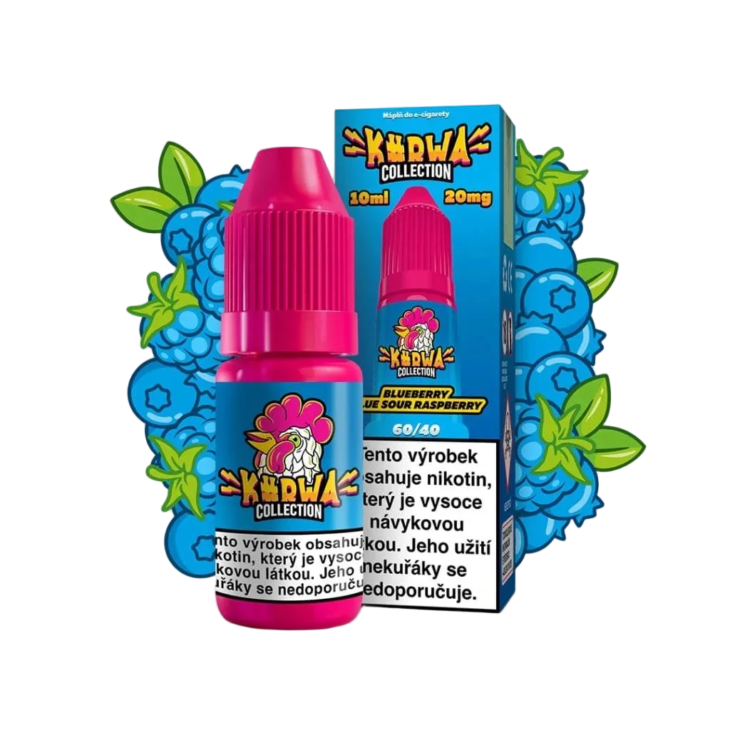 Kurwa Collection Blueberry Blue Sour Raspberry e-liquid 10ml 20mg nikotinová náplň pro vaping