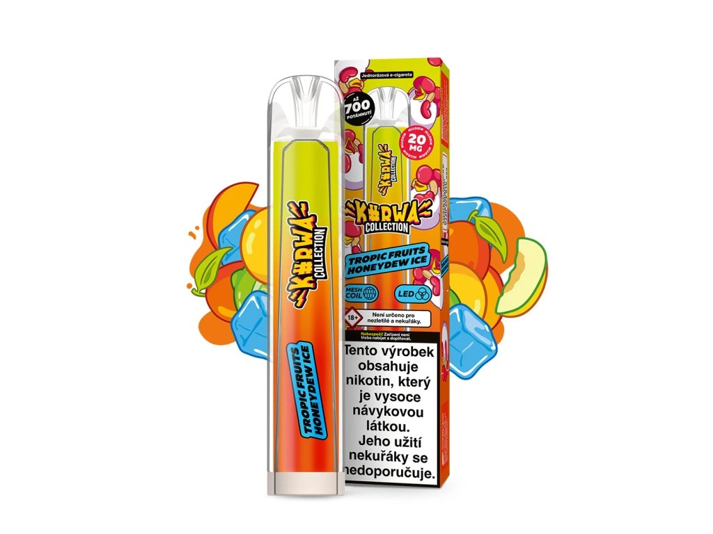 Kurwa Collection Tropic Fruits Honeydew Ice – jednorázová elektronická cigareta s chutí tropického melónu a medu, Až 700 potahů