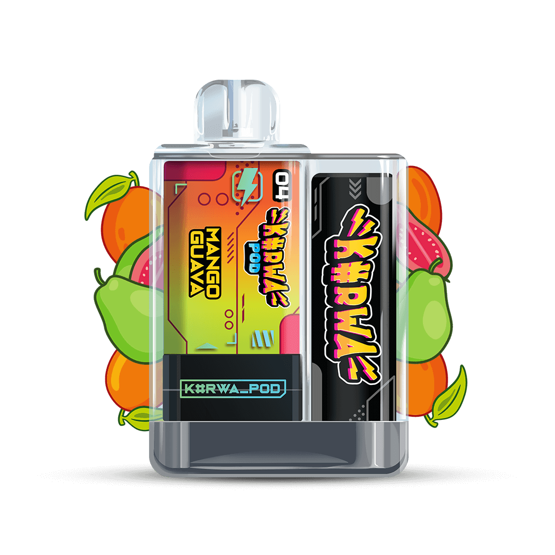 KURWA Pod Kit Mango Guava – dobíjecí POD systém s USB-C, kombinace manga a guavy, až 700 potahů, elektronická cigareta