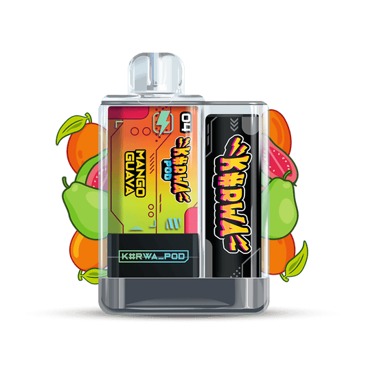 KURWA Pod Kit Mango Guava – dobíjecí POD systém s USB-C, kombinace manga a guavy, až 700 potahů, elektronická cigareta