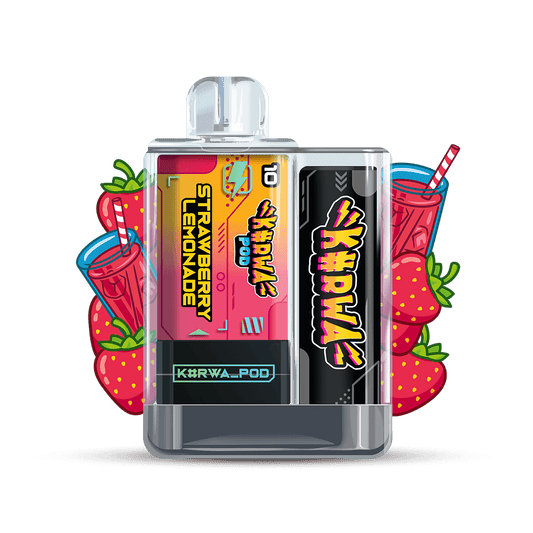 KURWA Pod Kit Strawberry Lemonade – dobíjecí POD systém s USB-C, kombinace jahod a citronu, až 700 potahů, elektronická cigareta