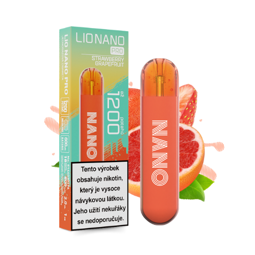 LIO NANO PRO Strawberry Grapefruit jednorázová elektronická cigareta s jahodou a grapefruitem