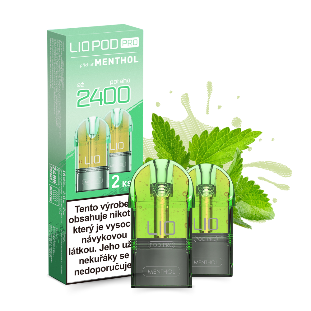 LIO POD PRO Menthol 16 mg – sada 2 předplněných PODů pro LIO BASE a LIO BASE PRO s mentolovou příchutí a až 2400 potahy