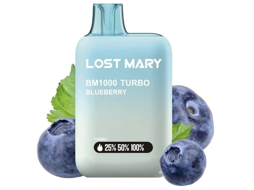 Lost Mary BM1000 Turbo Blueberry jednorázová e-cigareta sladká chuť zralých borůvek 20 mg nikotinová sůl