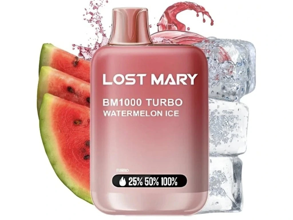 Lost Mary BM1000 Turbo Watermelon ICE jednorázová elektronická cigareta osvěžující meloun s ledovým efektem 20 mg nikotinová sůl