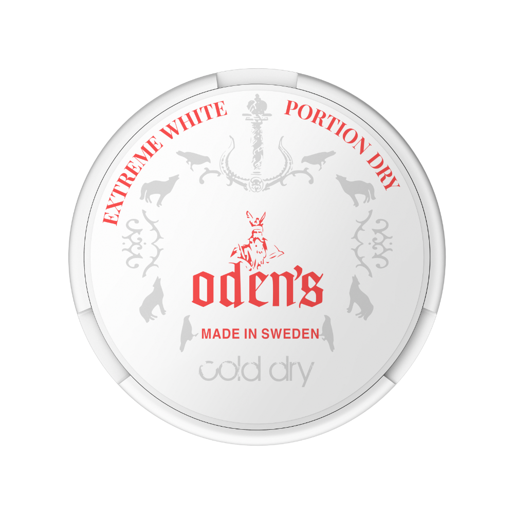 Odens Extreme Cold White Dry – žvýkací tabák (snus) s mentolovou chutí, suché White Dry sáčky regular