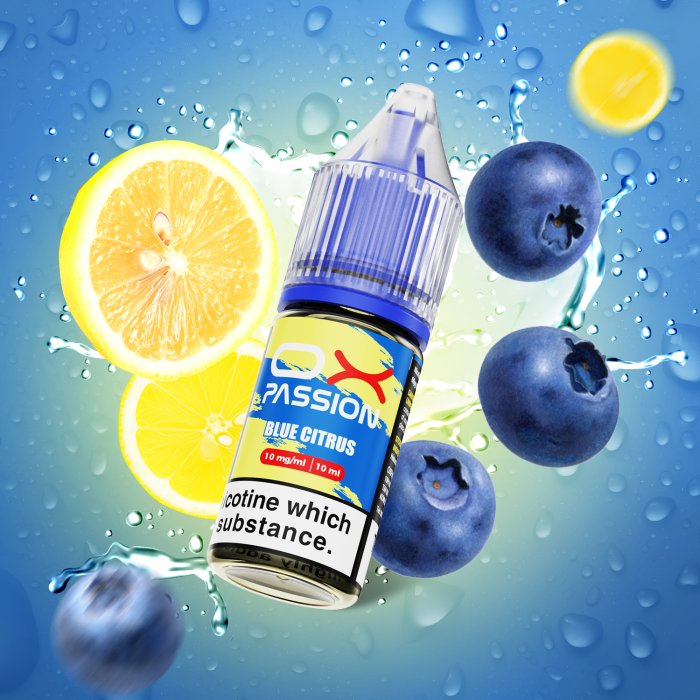 OXVA OX Passion Salts Blue Citrus e-liquid 10ml 10mg – svěží citrusovo-borůvková příchuť s nikotinovou solí pro POD elektronické cigarety