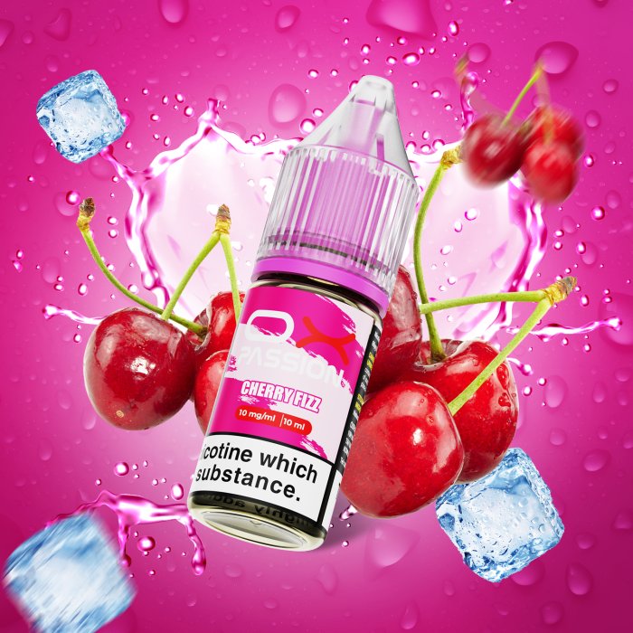 OXVA OX Passion Salts Cherry Fizz e-liquid 10ml 10mg – sladká třešeň s perlivým “fizz” efektem a nikotinovou solí pro POD vaping