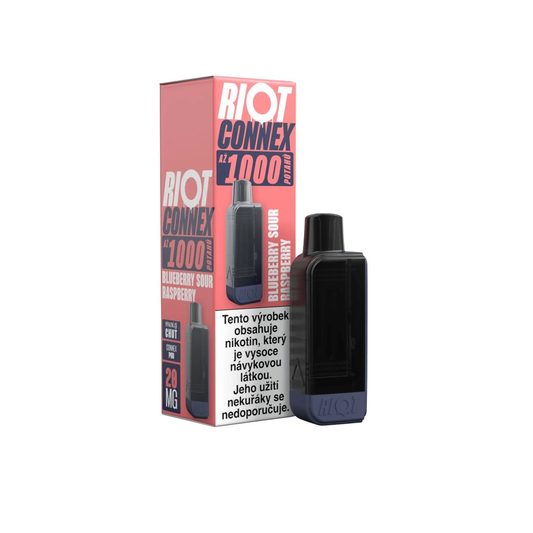 Riot Connex 1000 Blueberry Sour Raspberry – předplněná POD kapsle elektronické cigarety s mixem borůvky a maliny, kompatibilní s Riot Connex 1000