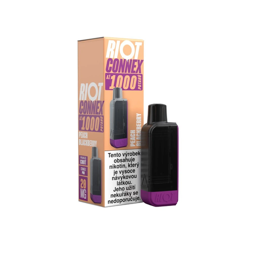 Riot Connex 1000 Peach Blackberry – předplněná POD kapsle elektronické cigarety s chutí broskve a ostružiny, kompatibilní s Riot Connex 1000