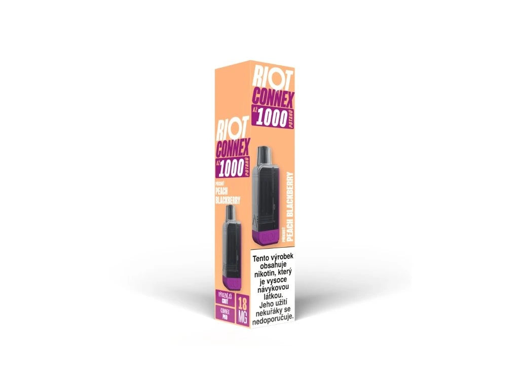 RIOT Connex 1000 Pod Peach Blackberry 18 mg s příchutí broskve a ostružiny