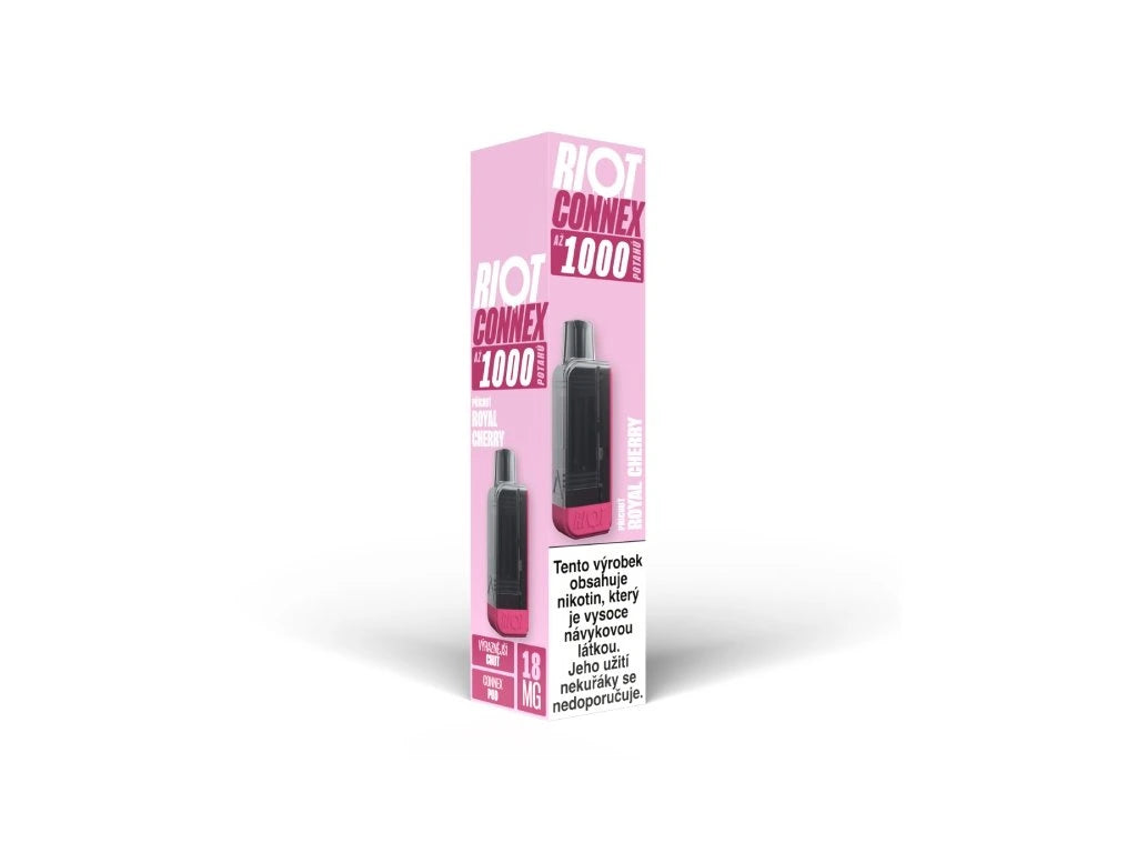 RIOT Connex 1000 Pod Royal Cherry 18 mg s příchutí třešně pro elektronickou cigaretu RIOT Connex