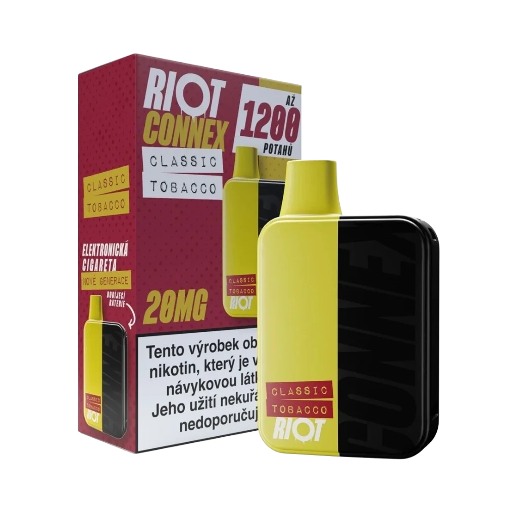 Elektronická cigareta RIOT Connex Classic Tobacco Kit 10 mg nikotinu na ml – tabáková chuťm kit s až 1 200 potahy