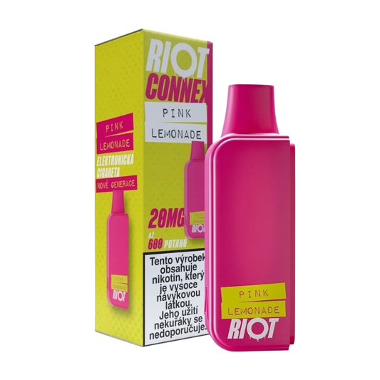 Elektronická cigareta RIOT Connex Pink Lemonade POD 10mg nikotinu na ml – kapsle s až 600 potahy, citron limonáda