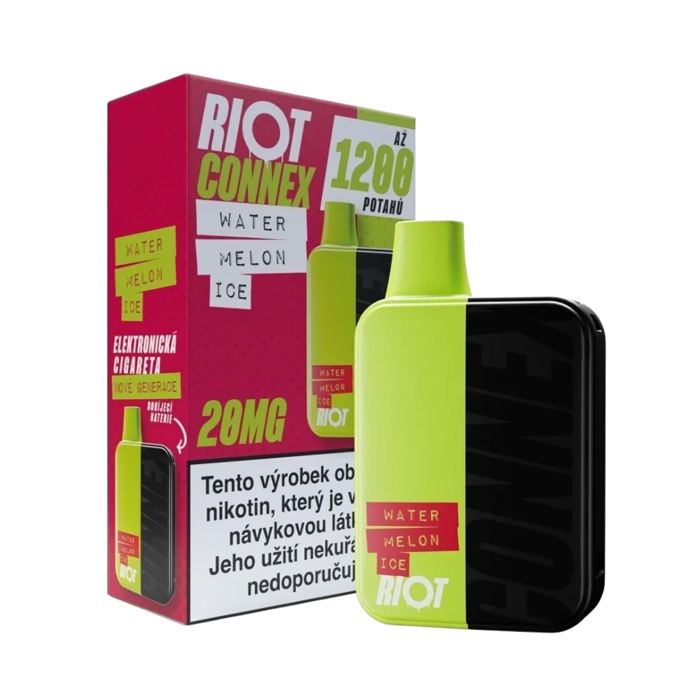 Elektronická cigareta RIOT Connex Watermelon Ice Kit 10 mg nikotinu na ml – meloun, kit 2 kapsle, s až 1 200 potahy