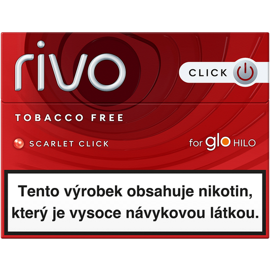 Rivo™ Scarlet Click krabička – beztabákové náplně s rooibosem, červeným ovocem a kapslí lesních plodů pro glo™ Hilo a glo™ Hilo Plus