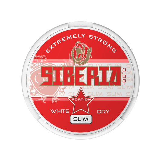 Siberia Slim White Dry – žvýkací tabák (snus) kořeněná tabáková chuť a máta ve slim sáčcích
