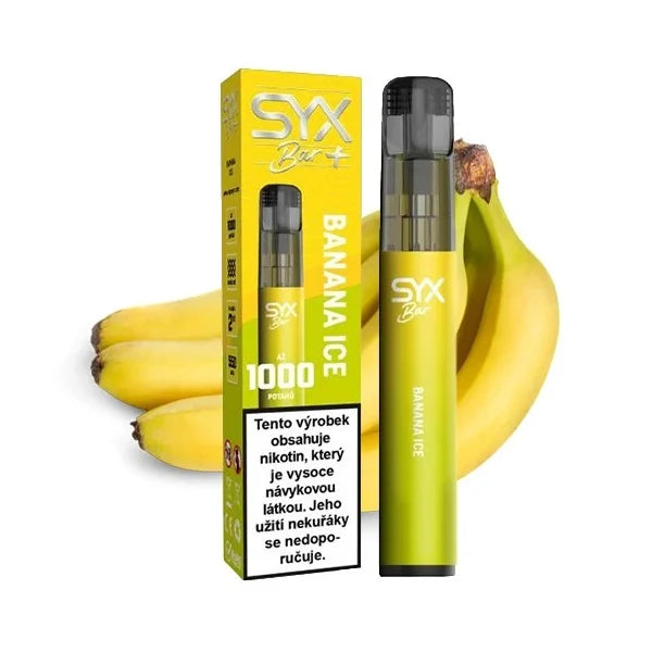 SYX Bar 1000 jednorázová e-cigareta Banana Ice ledový banán
