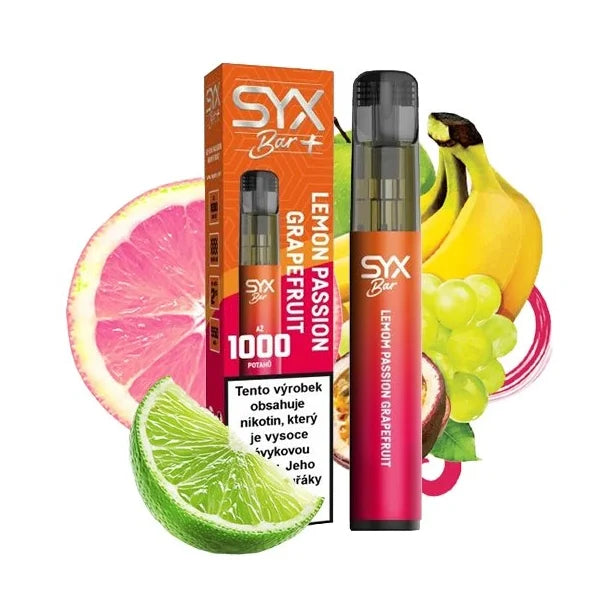 SYX Bar 1000 jednorázová e-cigareta Lemon Passion Grapefruit citron marakuja grep