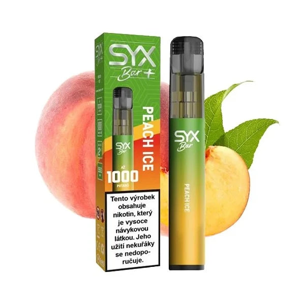SYX Bar 1000 jednorázová e-cigareta Peach Ice ledová broskev