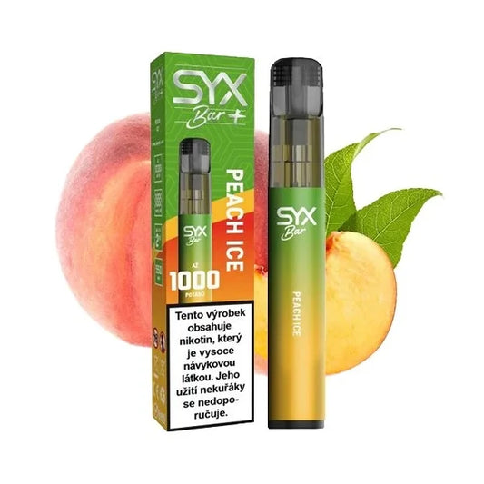 SYX Bar 1000 jednorázová e-cigareta Peach Ice ledová broskev
