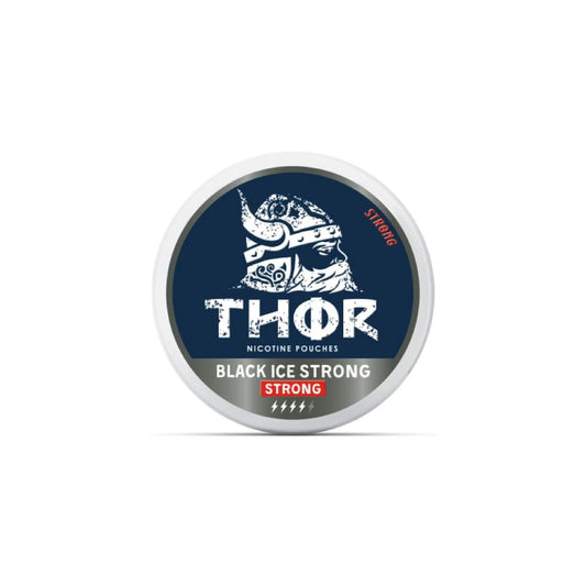nikotinové sáčky Thor Black Ice Strong s mentolovou příchutí, 9,5 mg nikotinu, slim formát, 20 ks v balení