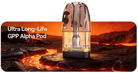 Uwell Caliburn GPP Alpha cartridge 0.6 ohm 2 ml 4 ks s přehledem výhod jako delší životnost, stabilní chuť a AlphaCore technologie