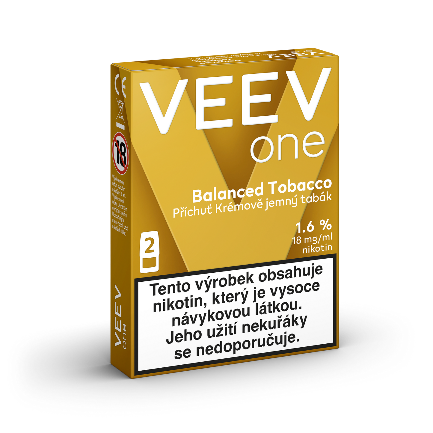 VEEV ONE Balanced Tobacco – předplněné PODy pro elektronickou cigaretu VEEV ONE s jemnou příchutí praženého tabáku, krémovými a kávovými tóny, 2 náplně, až 2000 potáhnutí